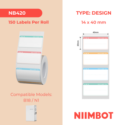 NB420 - Niimbot - N1 - 14x40mm - 150 Nice To Meet You Labels