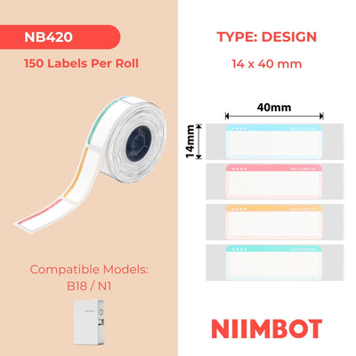 NB420 - NIIMBOT - B18 - EW14*40mm - 150 ETIKETTE PER ROL - AANGENAME OM JOU TE ONTMOET ONTWERP