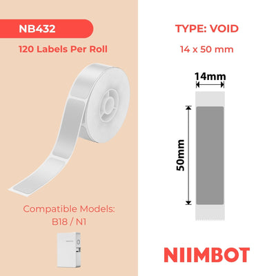 NB432 - NIIMBOT - B18 - ES14*50mm -125 ETIKETTE PER ROL - GRYS ONGEDIGE ETIKET