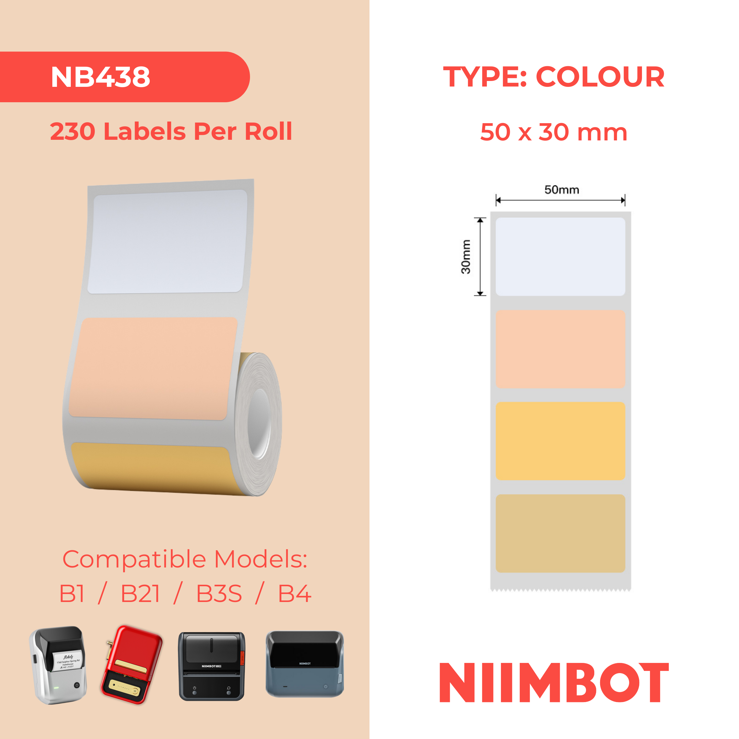 NB438 - NIIMBOT - B1 / B21 / B3S / B4 - 50X30MM - 230 HEAL THE FOREST LABELS