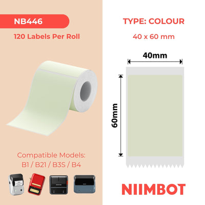 NB446 - NIIMBOT - B1 / B21 / B3S - T40*60 - 120 ETIKETTE PER ROL - GROEN ONTWERP