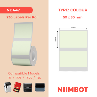 NB447 - NIIMBOT - B1 / B21 / B3S / B4 - 50X30MM - 230 GREEN LABELS