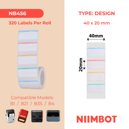 NB456 - NIIMBOT - B1 / B21 / B3S / B4 - T40X20MM - 320 LABELS PER ROLL - NICE TO MEET YOU DESIGN