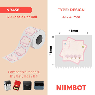 NB458 - NIIMBOT - B1 / B21 / B3S - T41*41MM - 170 TERMIESE ETIKETTE - KERSIEBLOMONTWERP 
