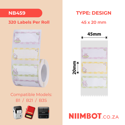NB459 - NIIMBOT - B1 / B21 / B3S - 45X20MM - 320 THERMAL LABELS - SPACE SQUAD DESIGN
