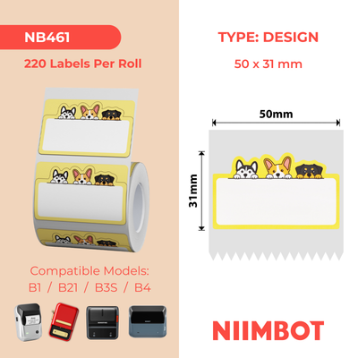 NB461 - NIIMBOT - B1 / B21 / B3S - 50*31MM - 220 TERMIESE ETIKETTE - HONDONTWERP