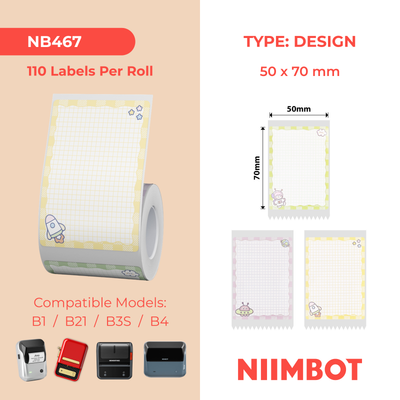 NB467 - NIIMBOT - B1 / B21 / B3S - T50*70 - 110 ETIKETTE PER ROL - KAMPEERONTWERP
