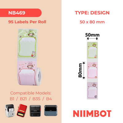 NB469 - NIIMBOT - B1 / B21 / B3S / B4 - 50X80MM - 95 FRUITY GIRL MULTI-COLOUR LABELS