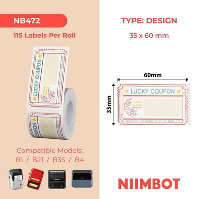 NB472 - NIIMBOT - B1 / B21 / B3S - TP35*60 - 115 ETIKETTE PER ROL - LUCKY TIGER ONTWERP