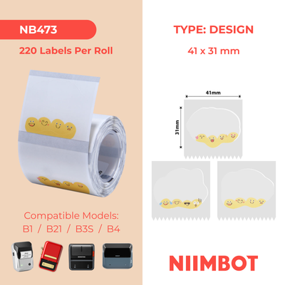 NB473 - NIIMBOT - B1 / B21 / B3S - TT41*31 - 220 ETIKETTE PER ROL - OULIKE EMOJIS-ONTWERP