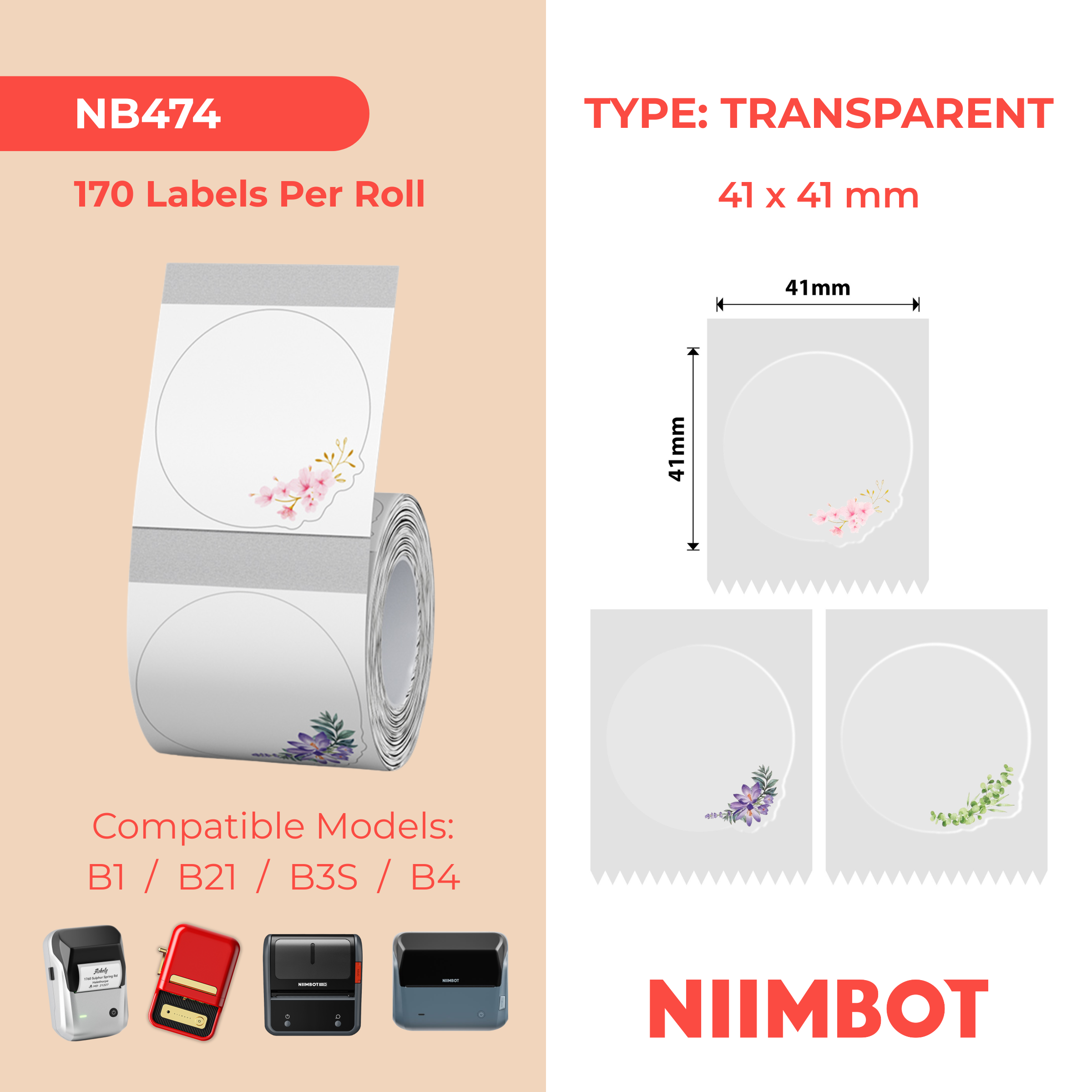 I-NB474 - I-NIIMBOT - B1 / B21 / B3S - 41*41MM - 170 AMALEBULA NGOKUQONGA NGAMUNYE - UKWENZIWA KWEZIMBALI EZIHLEBAYO - ANGABONILE 