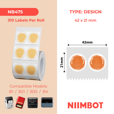 NB475 - NIIMBOT - B1 / B21 / B3S - 42*21MM - 310 RONDE ORANJE TERMIESE ETIKETTE 
