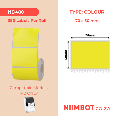 NB480 - NIIMBOT - SLEGS Z401 - P70*50 - 300 TERMIESE OORDRAGETIKETTE - GEEL 