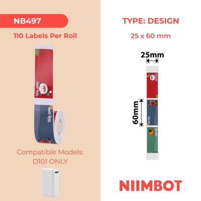 NB497 - NIIMBOT - D101 ONLY - 25X60MM - 110 CHRISTMAS LABELS