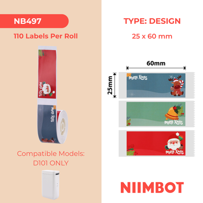NB497 - NIIMBOT - D101 KUPHELA - R25*60MM - 110 LABELS NGAMUNYE - UKHISIMUSI