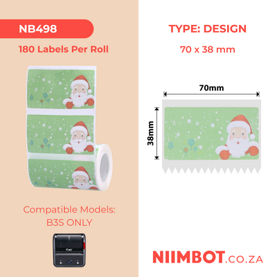 NB498 - NIIMBOT - SLEGS B3S - T70*38MM - 180 ETIKETTE PER ROL - KERSFEES