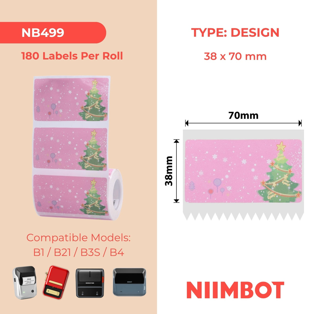 NIIMBOT - B Range - 70x38mm - Christmas Tree