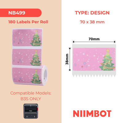 NB499 - NIIMBOT - SLEGS B3S - 70*38MM - 180 ETIKETTE PER ROL - KERSBOOM