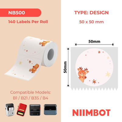 NIIMBOT - B Range - 50x50mm - Christmas Elk - 140 Labels