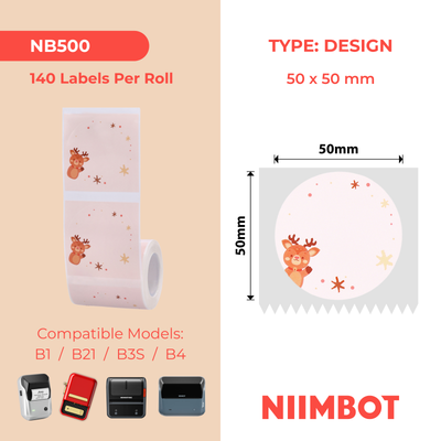 NB500 - NIIMBOT - B1 / B21 / B3S / B4 - 50X50MM - 140 CHRISTMAS ELK LABELS