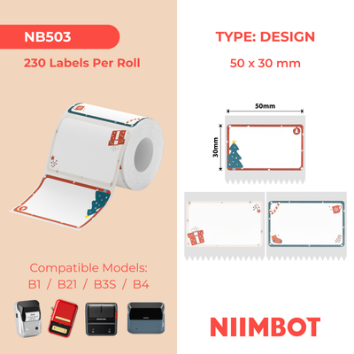 NIIMBOT - B Range - 50x30mm - Christmas Heart - 230 Labels