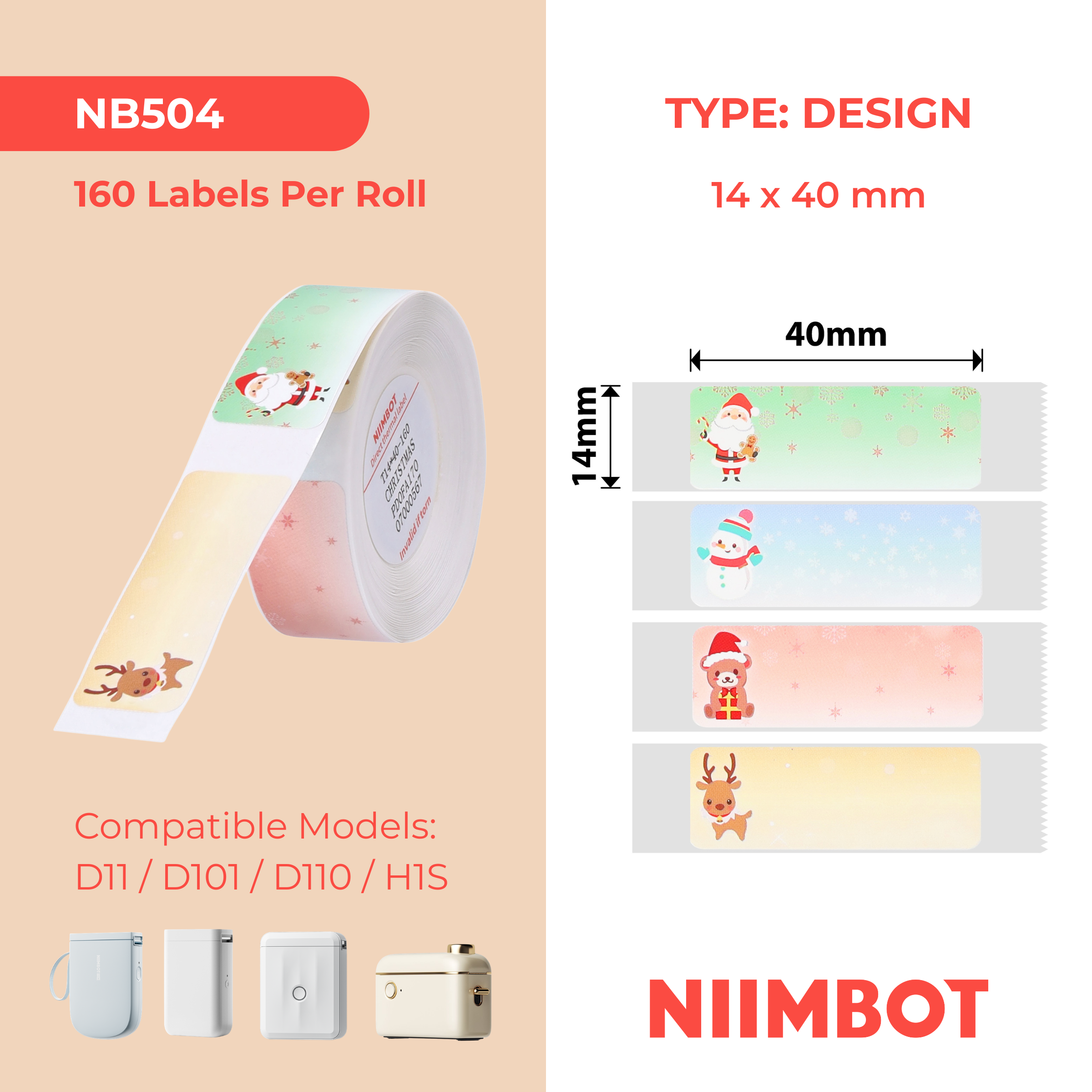 NB504 - NIIMBOT - D11 / D101 / D110 - R14*40 - 160 AMALEBO NGOKUQHUBEKA NGAMUNYE - UKHISIMUSI