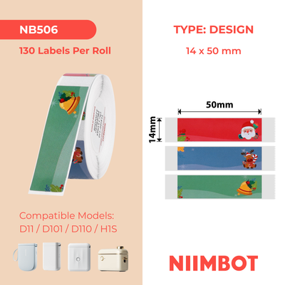 NB506 - NIIMBOT - D11 / D101 / D110 / H1S - 14X50MM - 130 CHRISTMAS LABELS
