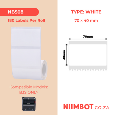I-NB508 - NIIMBOT - B3S KUPHELA - 70*40MM - 180 AMALEBO EMHLOPHE ETHERMAL