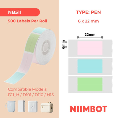 NB511 - NIIMBOT - D11 / D101 / D110 - AMALEBHU ETHERMAL - T6*22/2L - 500 ILEBULA NGOKUQONGILEYO NGAMUNYE - IZITIKIKA ZEPENINI EMININGI EMININGI (STATIONARY)