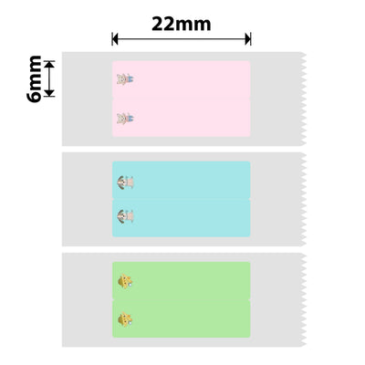 NB512 - Niimbot - D11 / D101 / D110 / H1S - 6x22mm/2L - 500 Multi-Colour Cute PET Vertical Pen - Stationary Labels