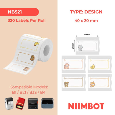 NB521 - NIIMBOT - B1 / B21 / B3S - T40*20MM - 320 ETIKETTE PER ROL - DIEREBOODSKAP