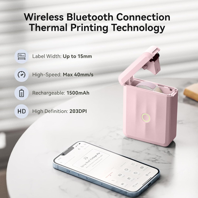 NIIMBOT - D110_M - DRAAGBARE BLUETOOTH-ETIKETDRUKKERS INSLUITEND GRATIS ETIKETROL (12*40MM - WIT)