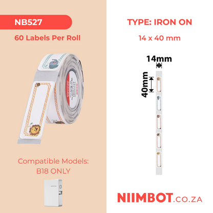 NB527 - NIIMBOT - B18 / N1 - PU14X40mm - 60 LABELS PER ROLL - IRON ON LABEL - COLOUR - CIRCUS DESIGN