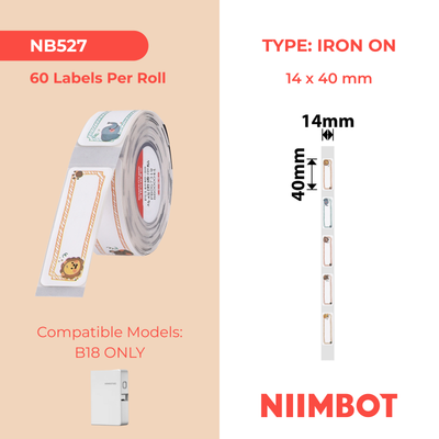 NB527 - NIIMBOT - B18 / N1 - 14X40MM - 60 CIRCUS IRON ON LABELS