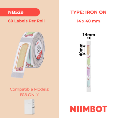 NB529 - NIIMBOT - B18 / N1 - 14X40MM - 60 CUTE BUNNY IRON ON LABELS