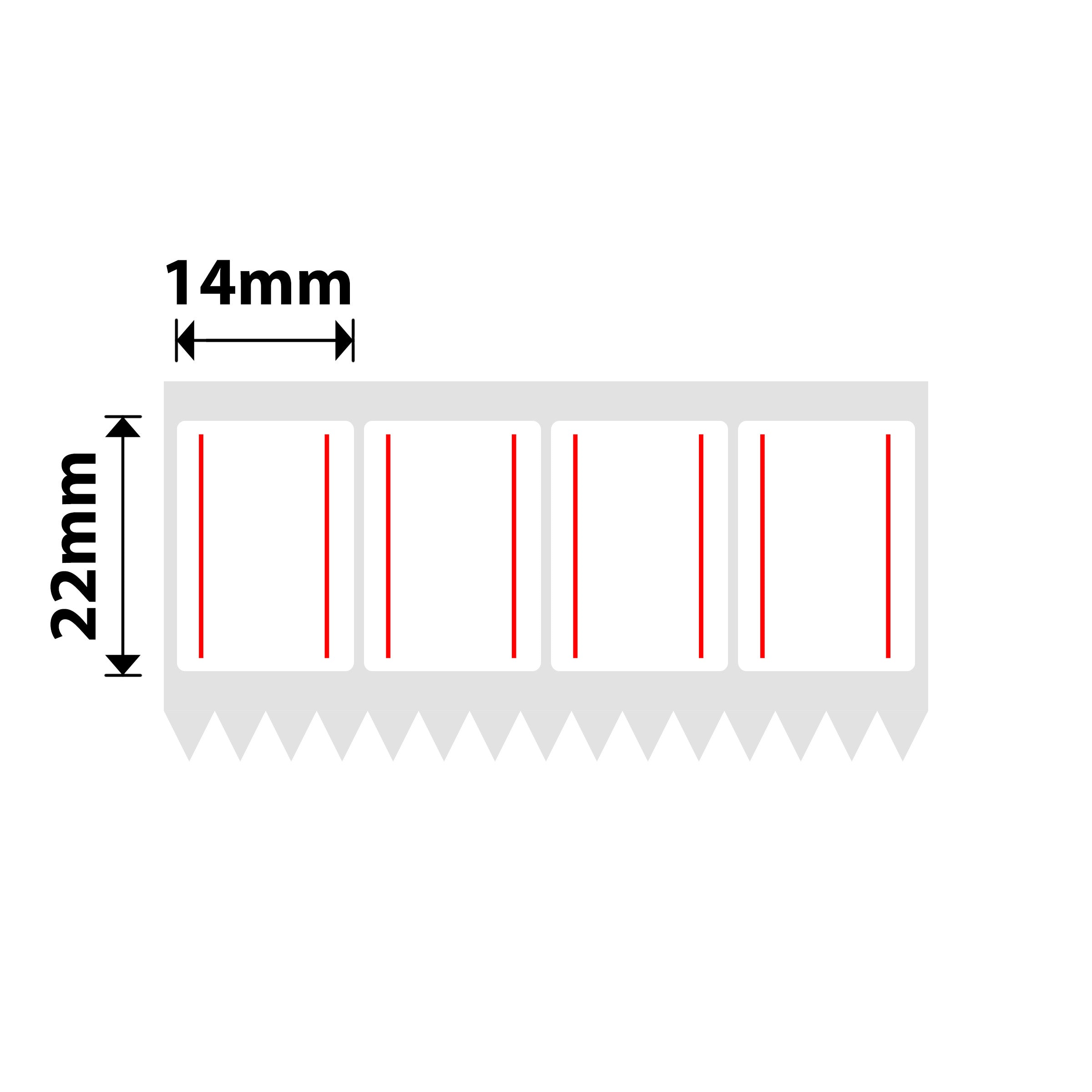 NB583 - NIIMBOT - K2 / K3 - T14X22MM/4L - 4,800 LABELS PER ROLL - RED DOUBLE LINE