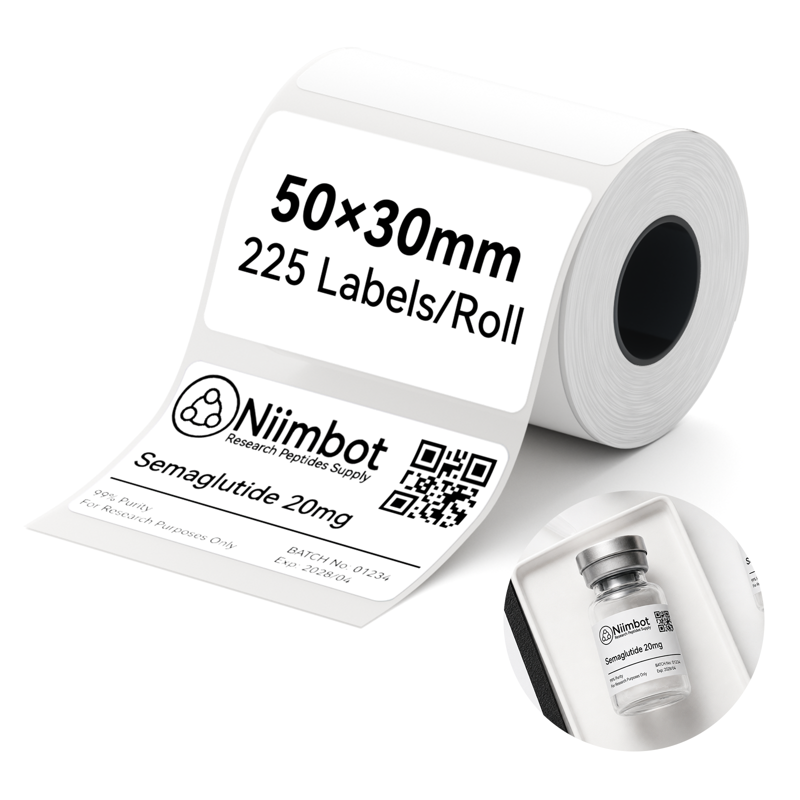 NB595 - Niimbot - M2 / M3 - 50x30mm - 225 White PET Labels
