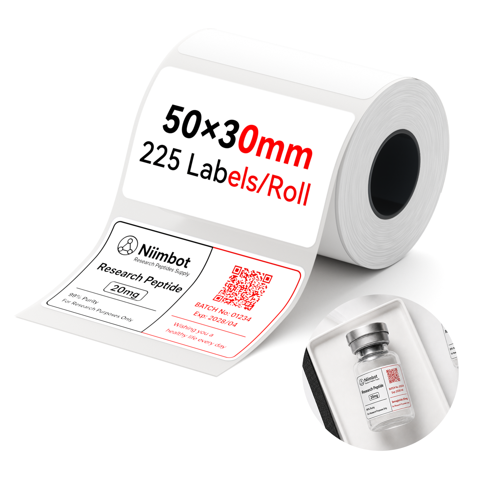 NB595 - Niimbot - M2 / M3 - 50x30mm - 225 White PET Labels