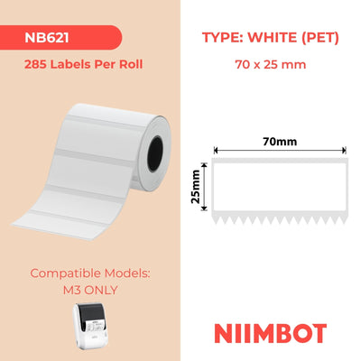 NIIMBOT - M3 Only - 70x25mm - White - 285 Labels