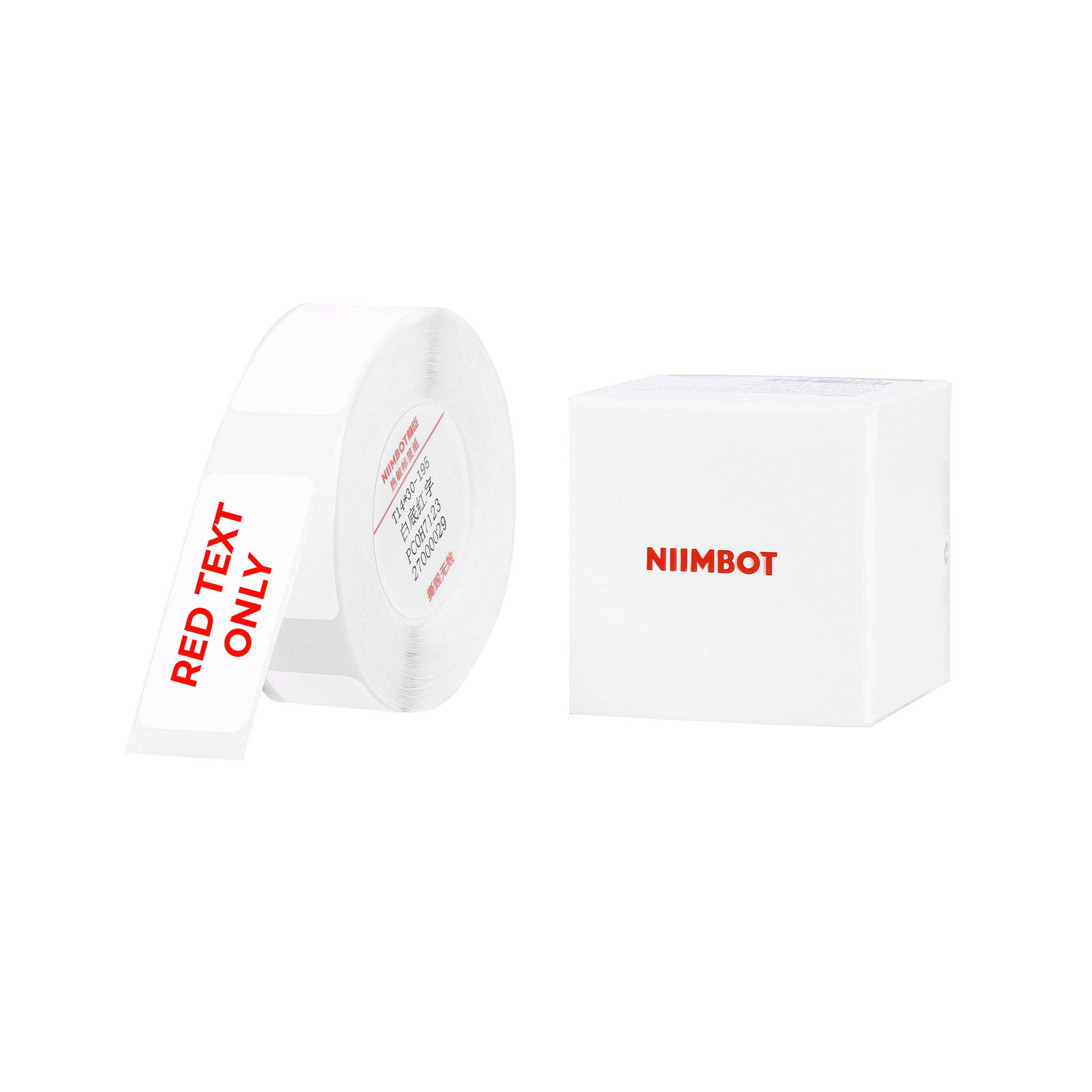 NB637 - NIIMBOT - D11 / D101 / D110 / H1S - T14X30 - 195 LABELS PER ROLL - WHITE - RED TEXT ONLY - RECTANGLE