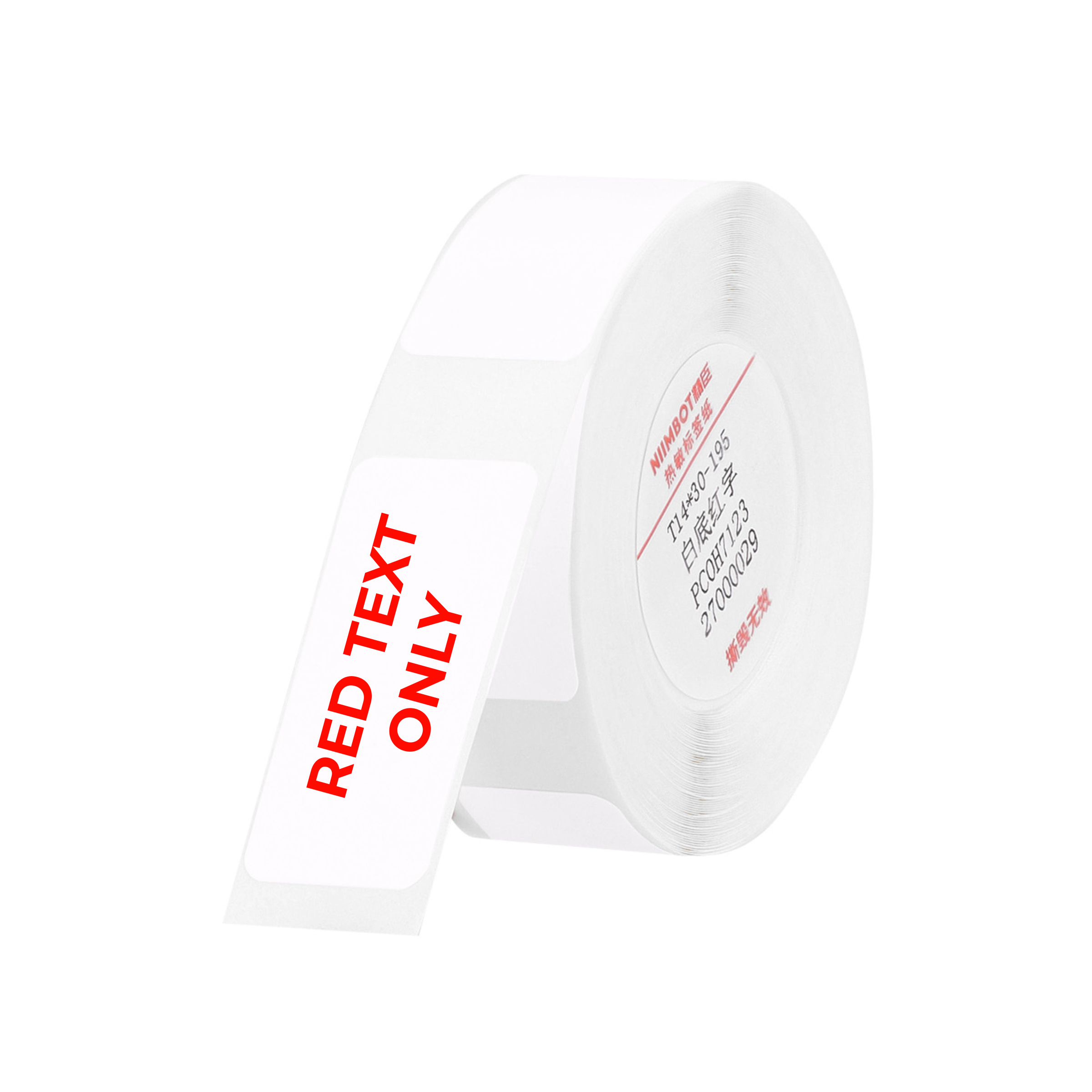 NB637 - NIIMBOT - D11 / D101 / D110 / H1S - T14X30 - 195 LABELS PER ROLL - WHITE - RED TEXT ONLY - RECTANGLE