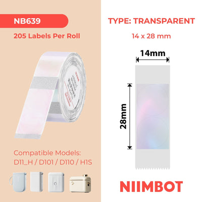 NIIMBOT - D Range - 14x28mm - Pink Round Transparent - 205 Labels