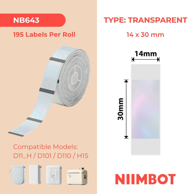 NIIMBOT - D Range - 14x30mm - Transparent Colourful Blue - 195 Labels