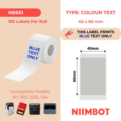 NIIMBOT - B Range - 40x60mm - Silver Grey Blue Text - 105 Labels