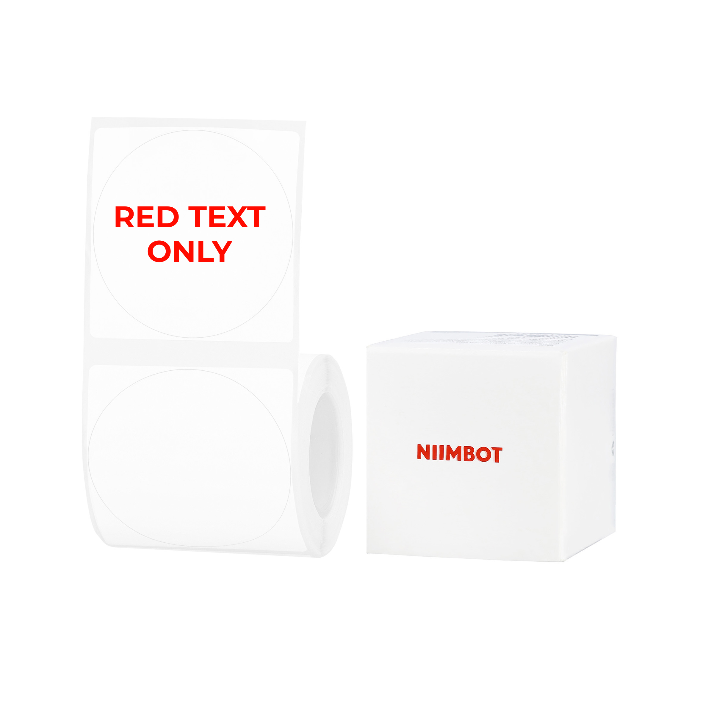 NB658 - NIIMBOT - B1 / B21 / B3S / B4 - T50X50 - 145 LABELS PER ROLL - WHITE - RED TEXT ONLY - ROUND