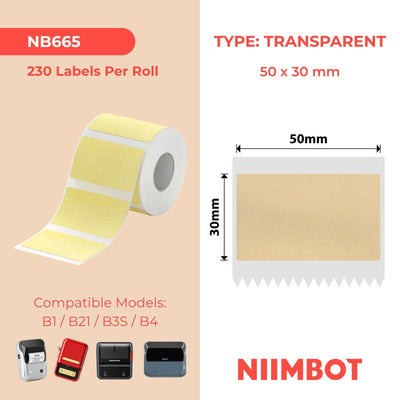 NIIMBOT - B Range - 50x30mm - Gold Transparent - 230 Labels
