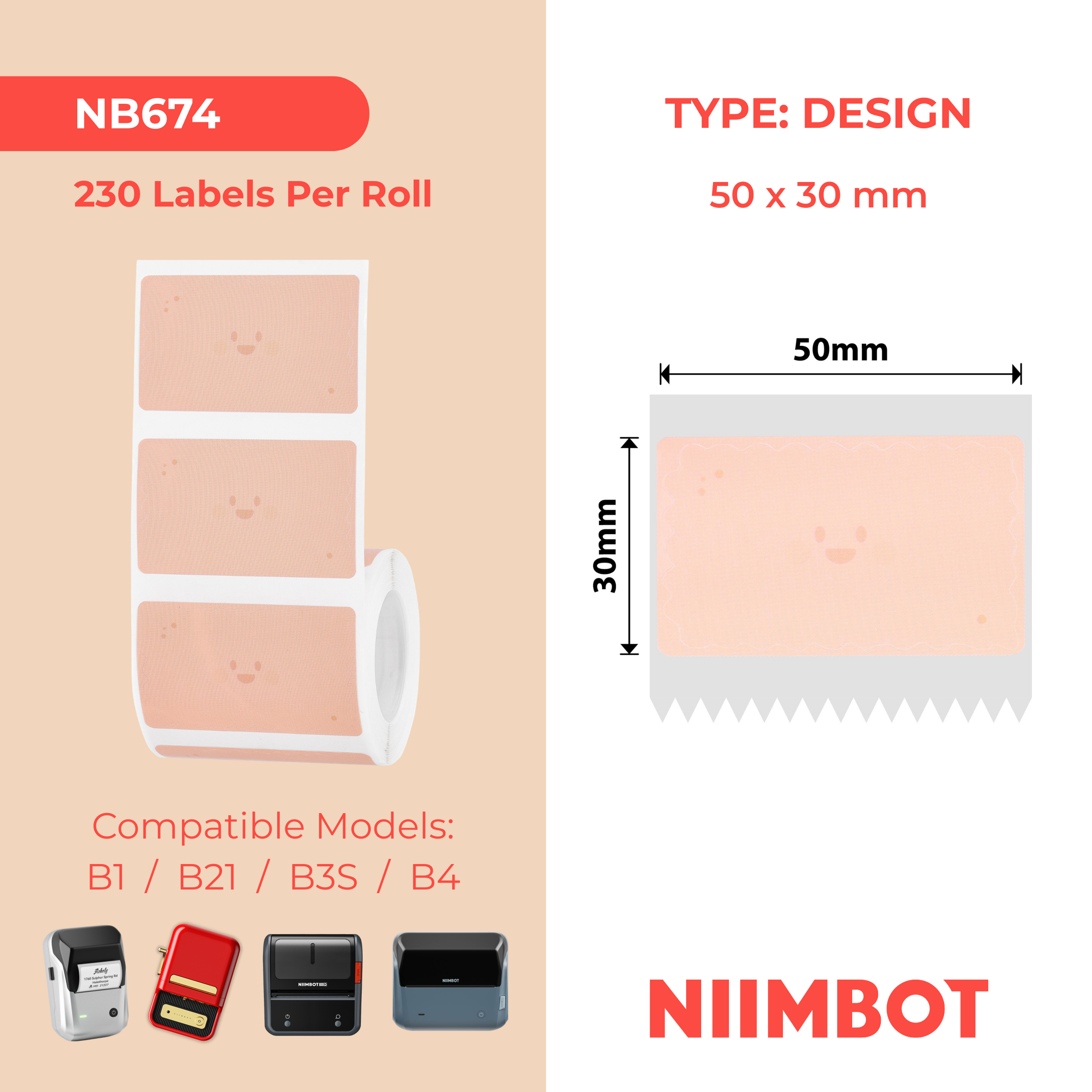 NIIMBOT - B Range - 50x30mm - Small Cookies - 230 Labels