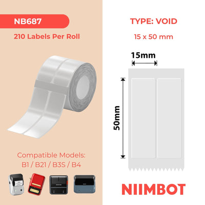 NIIMBOT - B Range - 15x50mm/2L - Transparent Anti-Counterfeiting - 210 Labels