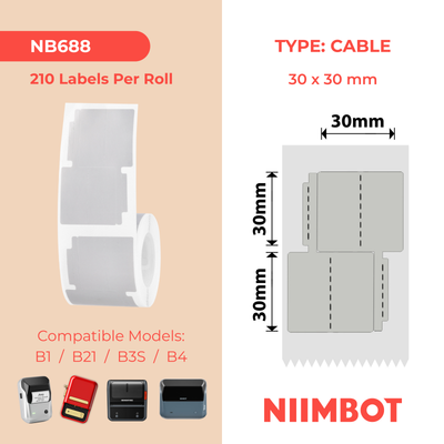 NB688 - NIIMBOT - B1 / B21 / B3S / B4 - 30X60MM/2L - 210 SILVER GREY DOUBLE ROW JEWELLERY VOID LABELS