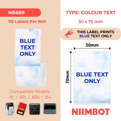 NIIMBOT - B Range - 50x70mm - Blue Text Stationary Pattern - 115 Labels
